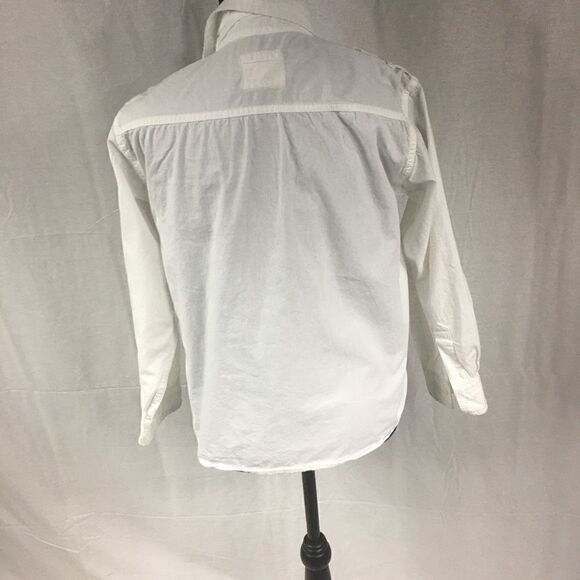 PD&C white button front blouse X Large long sleeved button pockets uniform type - Picture 5 of 5
